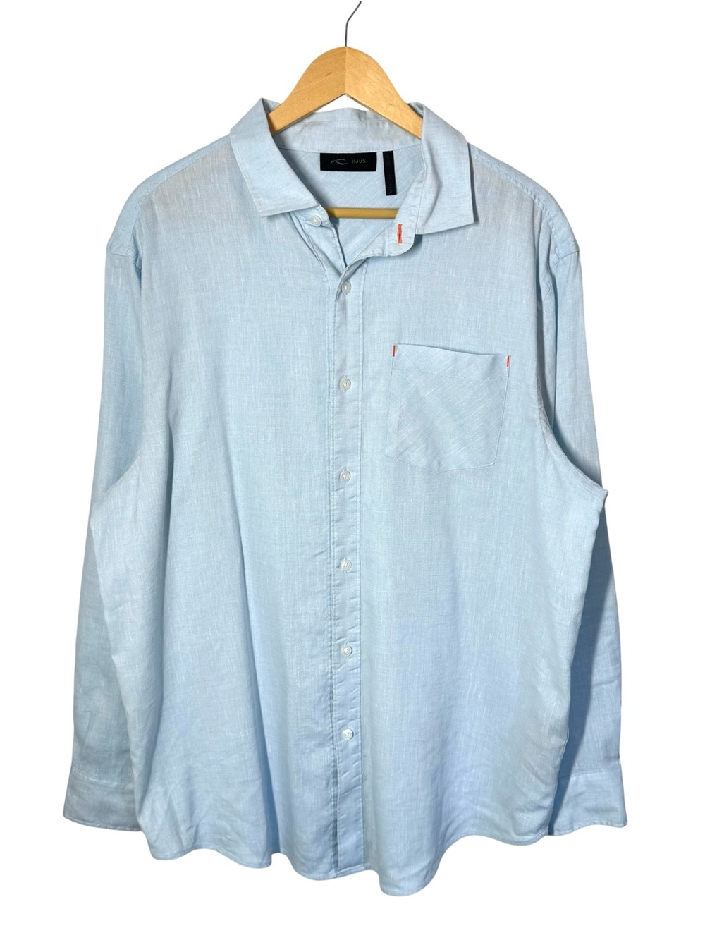 KJUS Flex Linen Shirt Mens 2XL 56 Long Sleeve Button Up Linen Blend Blue Coastal